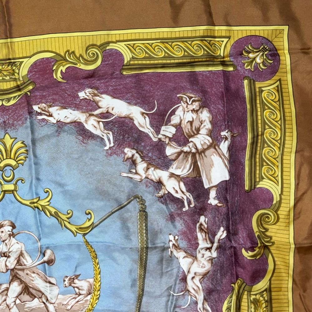 HERMES PARIS Chiens et Valets by Charles J. Hallo Silk Scarf France 1963 - Picture 8 of 13